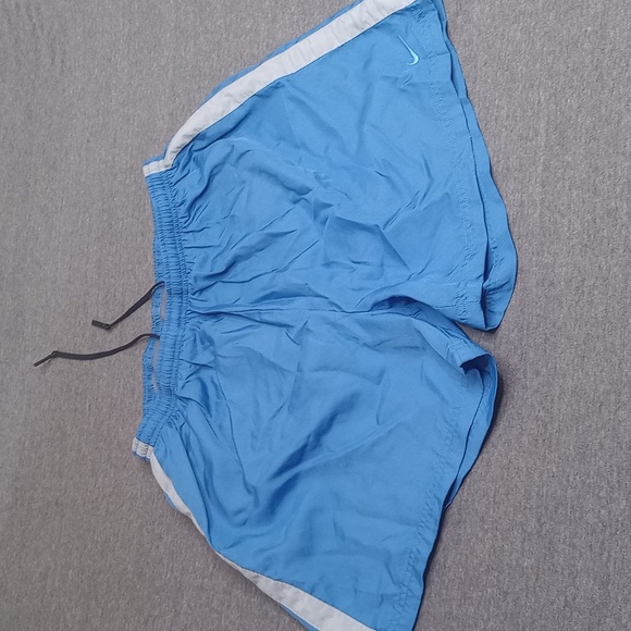 Nike Swim Trunks Shorts Women's XL Blue Silver Swoosh Lined Performance Joggers - Picture 1 of 7